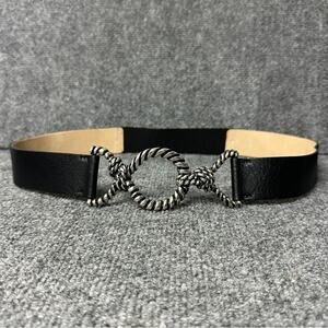 Vintage Emporio Armani Italy women’s leather belt L stretch silver knot hook